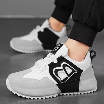 Autumn and winter new men s shoes platform heightening retro casual sports shoes men s black and white running dad shoes trendy shoes 39
