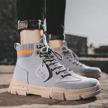 Autumn and winter new men s shoes 2024 fashion outdoor Martin shoes trendy casual shoes retro tooling shoes high-top locomotive boots 39