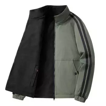 Осень и зима, новый мужской двухсторонний воротник-стойка с двумя планками и утолщенным бархатом, куртка для пап среднего и пожилого возраста, верхняя часть пальто M