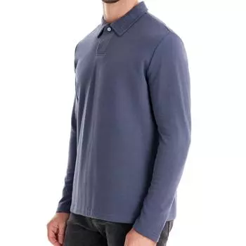 Autumn and Winter New Men s Washed Long Sleeve Lapel POLO Shirt S трава зеленый