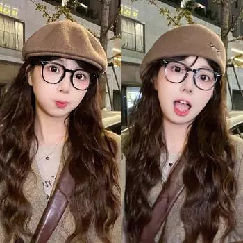 Autumn and winter new metal standard beret children big head circumference show face small anti wear woolen forward hat painter hat