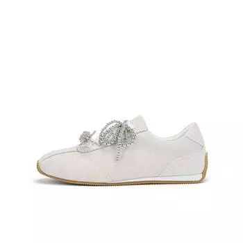 Autumn and winter new niche casual matte leather Forrest Gump shoes retro square head pearl bow casual moral training shoes women 35