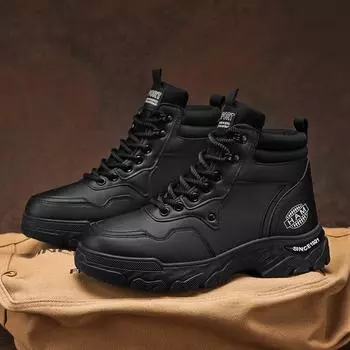 Autumn and winter new popular Martin boots 48 large size high-top men s shoes foreign trade tooling shoes men s trendy shoes thick-soled big yellow 39 чёрный