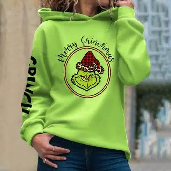 Осень и зима Новый принт круглый вырез свитер Рождественская периферийная серия толстовка с капюшоном повседневная пара XL