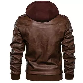 Autumn and Winter New Pu Leather Jacket Large Size S коричневый