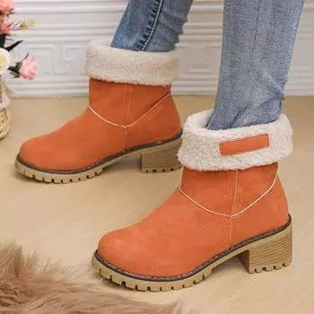 Autumn and winter new round-headed Martin boots women s sleeves wear two fleece warm snow boots short thick heel high heel short boots 36 зелёный