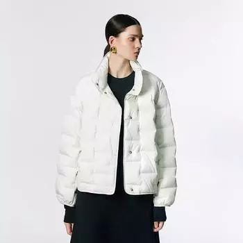 Autumn and winter new slim and thin, pressed glue stand-up collar 90 white duck down short down jacket women s coat tide M