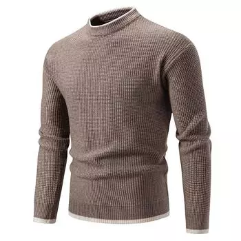 Autumn and Winter New Splicing Collar Pullover Knitted Sweater Youth Slim-fit Sweater M