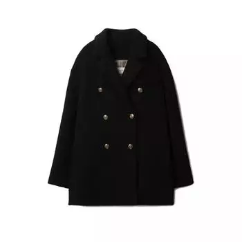 Осень и зима новый стиль черное маленькое шерстяное пальто для женщин шерстяное пальто для женщин XS чёрный