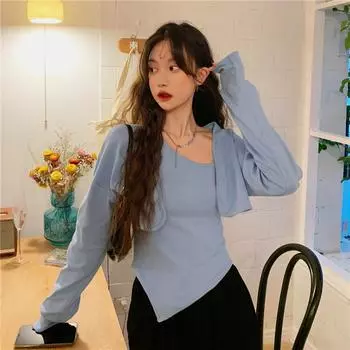 Осенне-зимний новый стиль с бархатным и шерстяным ремешком + куртка с капюшоном, два костюма из женского топа в гонконгском стиле Ins Flow M