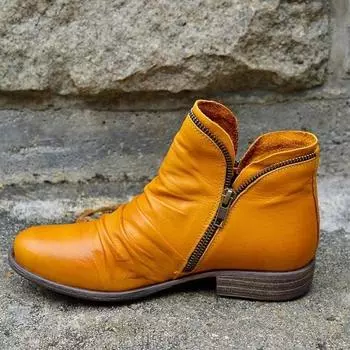 Autumn and winter new thick heel double zipper short boots women s Martin boots women s boots 35 чёрный