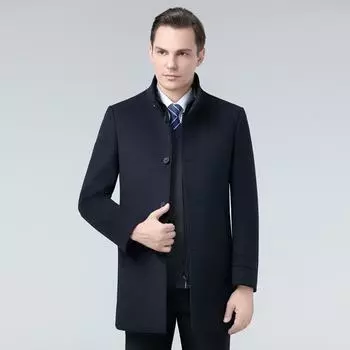 Осень и зима новое утолщенное пальто с воротником-стойкой кашемировое пальто для мужчин среднего и пожилого возраста с воротником из норки пуховик для папы 170