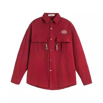 Autumn and Winter New Tooling Long-sleeved Casual Shirt Men s Multi-pocket Shoulder Shirt M