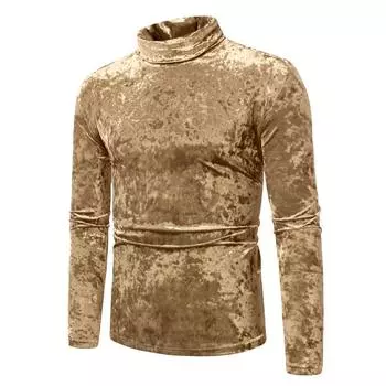 Autumn and Winter New Turtleneck Bottoming Shirt Men s Long Sleeves S золотой