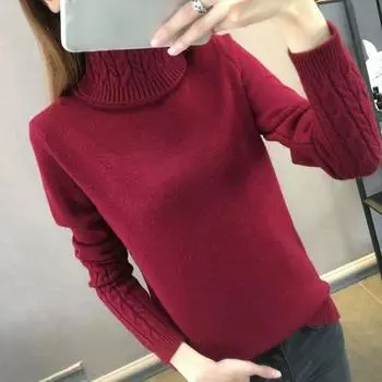 Autumn and Winter New Turtleneck Sweater Women s Bottoming Shirt Twist Pullover Thickened Slim and Thin Knitted Sweater S белый