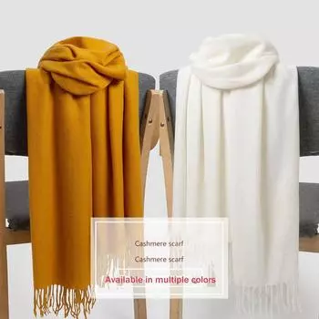 Autumn And Winter New Women S Cashmere Scarf Solid Color Imitation Cashmere Pulling Scarf Thick Embroidery Cashmere Shawl 200*70cm regular красный