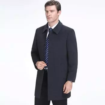 Autumn and winter new wool cashmere coat men s dad thickened business casual mid-length woolen coat 170