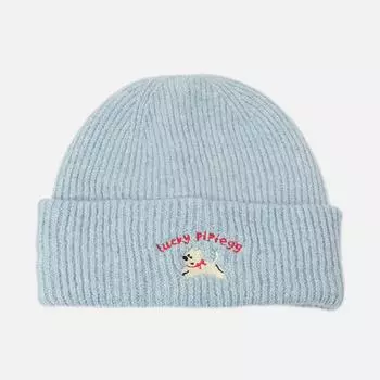 Autumn and winter new wool hat cartoon puppy high-quality embroidered knitted hat cold-proof and warm face small cold hat woman M56-58cm фиолетовый