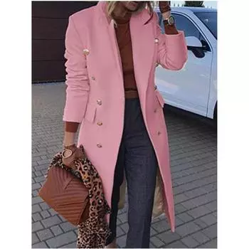 Осень и зима Новое шерстяное пальто с лацканами Среднее и длинное пальто для женщин M