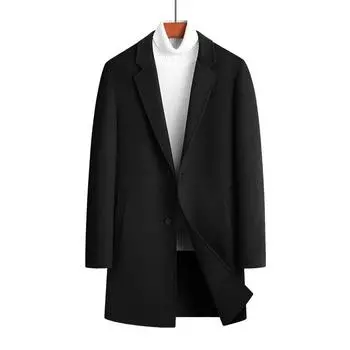 Autumn and Winter New Woolen Coat Men s Hand-sewn Double-sided Woolen Coat Medium and Long Double-hanging Woolen Trench Coat 170 серый