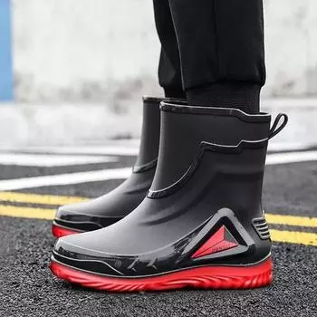 Autumn And Winter Non-slip Rain Boots For Men Warm Rain Boots, Velvet Waterproof Shoes, Kitchen Plastic Work Shoes Fishing Shoes 39