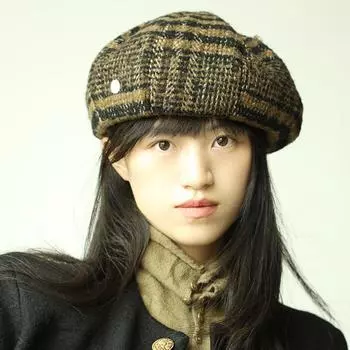 Autumn and winter old money style pattern, fashion wool blend octagonal hat, women s winter with fashion beret Adjustable 55-58cm