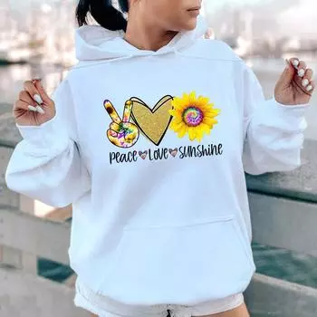 Осенне-зимний свитер с капюшоном и принтом в виде букв, мира, любви, солнца и спины, из бархата XS серый