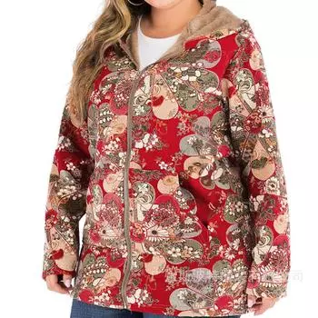 Осень и зима Плюс бархатная куртка серии повседневная плюшевая с капюшоном и молнией женская куртка XXXXXL