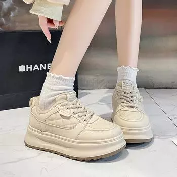 Autumn and winter popular little white shoes women s 2024 new shoes versatile thick baseplate shoes casual shoes muffin sports velvet 35