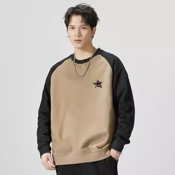 Осенне-зимний принтованный свитер мужской свободный большой размер с длинным рукавом мужской молодежный трендовый топ футболка модный M