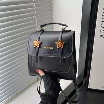 Autumn and winter retro backpack bag women s 2025 new trendy fashion national backpack versatile student schoolbag чёрный