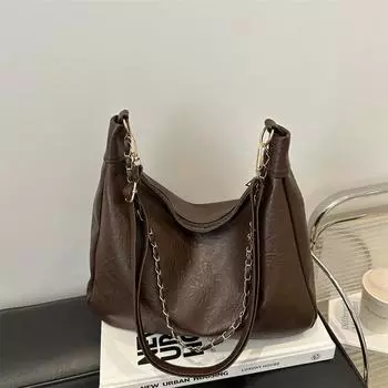 Autumn and winter retro high-end bag women s 2025 new shoulder bag large-capacity messenger tote bag коричневый