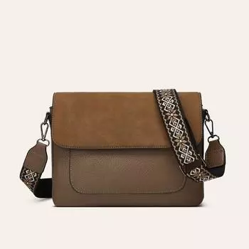 Autumn and Winter Retro Messenger Bag Niche Wide Shoulder Strap Single Shoulder Bag Crossbody Small Square Bag чёрный