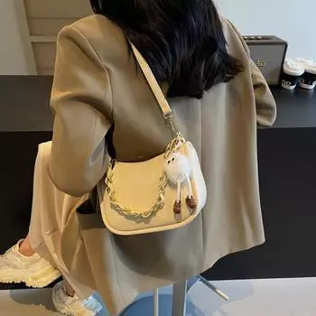 Autumn and winter retro portable small bag women s 2024 new versatile messenger bag shoulder underarm bag saddle bag бежевый