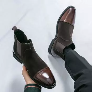 Autumn and winter retro style high-top leather boots fashion outdoor British men s shoes leather cover foot casual short boots 38