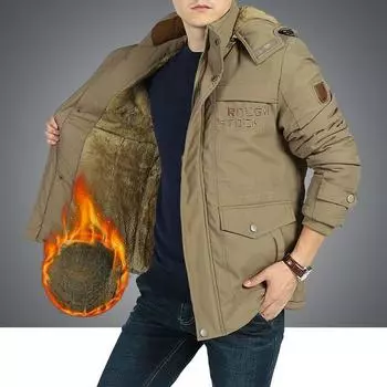Autumn and Winter Retro Style New Cotton-padded Casual Washed Jacket Men s Assault Jacket Plus Velvet Padded Jacket M