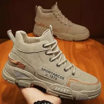 Autumn and winter rhubarb boots high-top men s medium tube Martin shoes labor insurance shoes casual tooling boots non-slip thick sole 39
