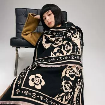 Autumn And Winter Scarf Women S Geometric Flower Double-Sided Dual-Purpose High-End Shawl Scarf 185 серый