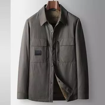 Осенне-зимняя рубашка, версия 90, белая утиная пуховая теплая молодежная повседневная утолщенная пуховая модная куртка 170 чёрный