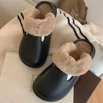 Autumn and winter slippers creative retro new padded warm home outside wear Baotou cotton slippers removable female 36-37 белый
