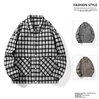 Autumn and Winter Small Fragrance Shirt Men s Trendy Versatile Lapel Jacket Teenagers Students Loose Casual Jacket Men M