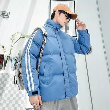 Autumn and Winter Stand-up Collar Couple Padded Jacket Men s Windproof Versatile Casual Padded Jacket M чёрный