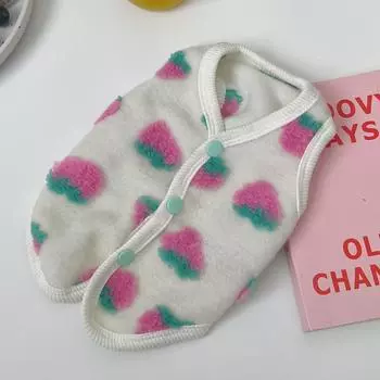 Autumn and Winter Strawberry Vest Dog Pet Clothes Thickened Vest Cat Teddy Bichon Pomeranian Schnauzer Small Dog Vest Vest XS