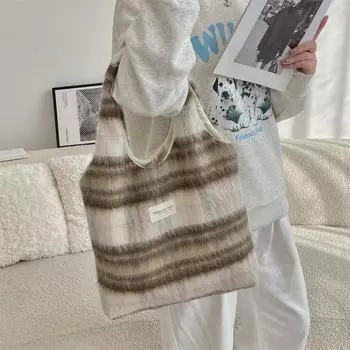 Осенне-зимняя студенческая сумка-жилет большого размера из шерстяной ткани цвета хаки в клетку женская сумка через плечо для поездок на работу