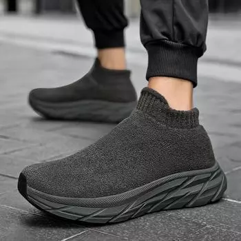 Autumn and winter suede sneakers men s and women s velvet platform casual shoes couple warm cotton shoes short boots spot 36 серый