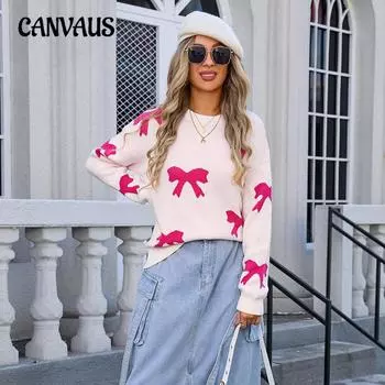 Осенне-зимний свитер женский трикотаж пуловер с бантом длинный рукав трикотаж S белый