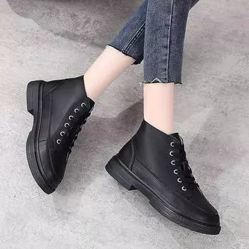 Autumn and winter thick heel Martin boots women s 2025 high-top casual short boots thick-soled British style large-size single shoes 35