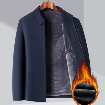 Autumn and winter thick jacket men s business middle-aged dad velvet lapel warm jacket casual leadership men s top 170