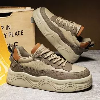 Autumn And Winter Thick-Soled Heightening Men S Casual Board Shoes Microfiber Leather Surface Low-Top Lace-Up Fashion Sports Men S Shoes 39