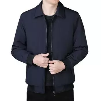 Autumn and Winter Thickened Velvet Men s Cotton Coat Warm Cotton Casual Jacket Middle-aged and Elderly Dad Lapel Jacket L